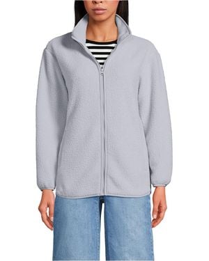 Lands' End Petite Cozy High Pile Full Zip Fleece Jacket - Blue
