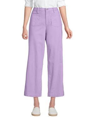 Lands' End High Rise Patch Pocket Wide Leg Chino Crop Pants - Purple