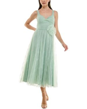 Taylor Flocked Dot Rosette-trim Midi Dress - Green