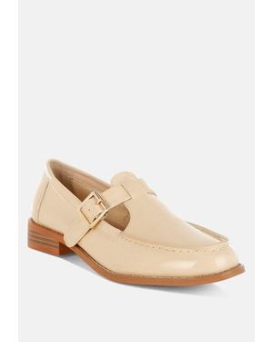 Rag & Co Swenson Patent Pleather Mary Jane Loafers - Natural