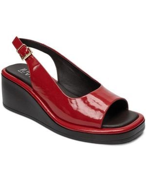 Forever & Always Shoes Forever And Always Shoes Orlena Leather Platform Wedge Sandal - Red