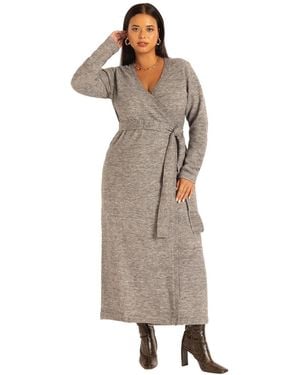 Eloquii Plus Size Sweater Wrap Dress - Multicolor