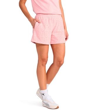 PUMA Mid Rise Lace Knitted Shorts - Pink