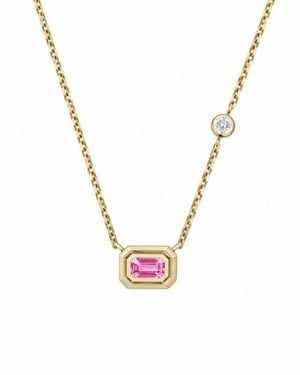 Macy's Pink Sapphire Emerald-cut & Diamond Pendant Necklace (3/8 Ct. T.w. - Metallic