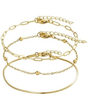 Adornia Tarnish Resistant Set Of 3 Chain Bracelets - Metallic