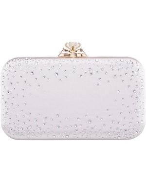 Nina Scatter Crystal Minaudiere Mini Handbag - White