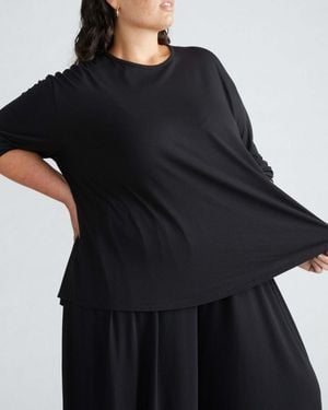 UNIVERSAL STANDARD Plus Size Pina Long Sleeve Lounge Tee - Black