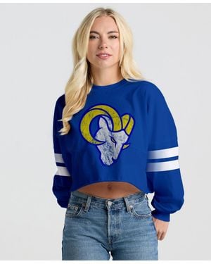 Spirit Jersey Los Angeles Rams Oversized Cropped Stripe Long Sleeve T-shirt - Blue