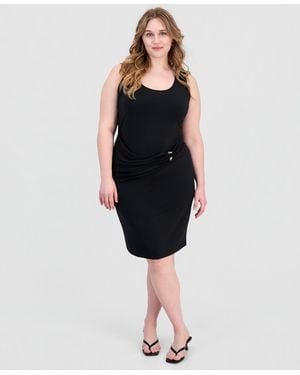 FULL CIRCLE TRENDS Trendy Plus Size Sash-belt Bodycon Dress - Green