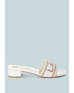LONDON RAG Vacay Babe Lake Como Beaded Slip-on Heels - Blue
