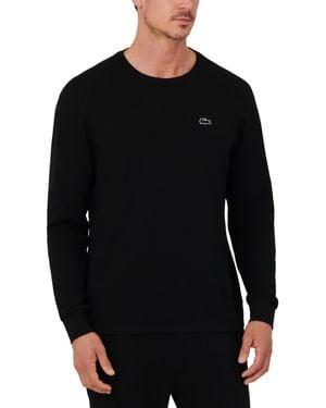 Lacoste Waffle-knit Thermal Sleep Shirt - Black