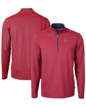 Cutter & Buck Red/navy Chicago Cubs Virtue Pique Micro Stripe Quarter-zip Pullover Sweatshirt