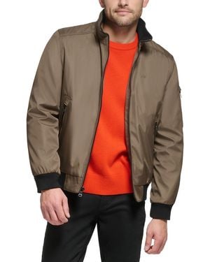 Calvin Klein Midweight Stand Collar Jacket - Brown