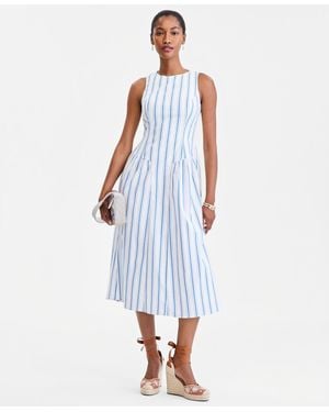 On 34th Cotton Bayside Stripe Drop-waist Midi Dress - White