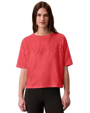 Calvin Klein Puff Graphic Logo Pull-on Cropped T-shirt - White