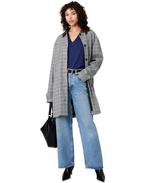 French Connection Collared Relaxed Oversized Midi Jacket - Gray