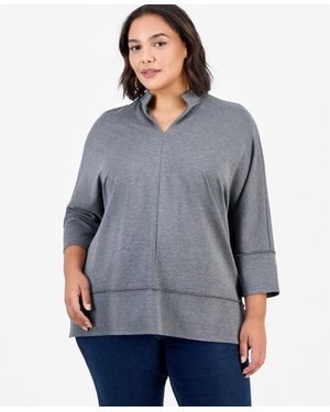 Jones New York Plus Size V-neck Top - Gray