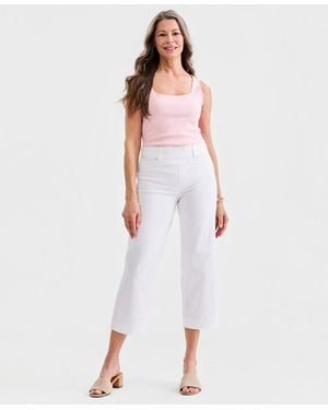 Style & Co. High Rise Pull-on Cropped Jeans - White