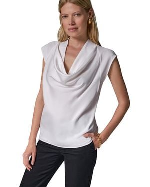 Donna Karan Cowl-neck Cap-sleeve Top - Natural
