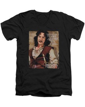 Princess Bride Word Short Sleeve V Neck Premium Cotton Tee / T-shirt - Black