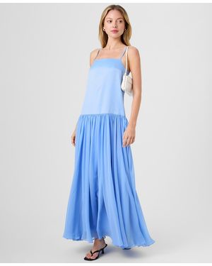 French Connection Marina Silky Square Neck Maxi Dress - Blue