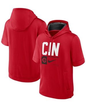 Nike Cincinnati S Tri Code Lockup Short Sleeve Pullover Hoodie - Red