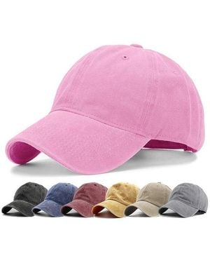 FURLING Washed Distressed Twill Cotton Baseball Cap - Pink