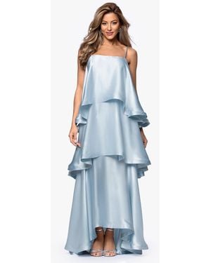 Xscape Square Neck Tiered Maxi Dress - Blue