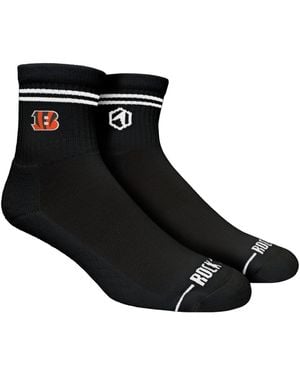 Rock Em Socks And Cincinnati Bengals Stripe Quarter Socks - Black