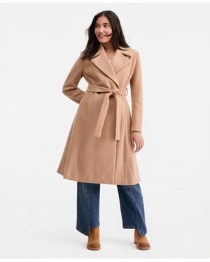 Cece Double-breasted Belted Bow Back Coat - Blue