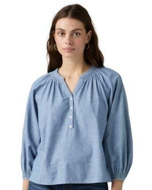 Levi's Reverie Split V Neck Blouse - Blue