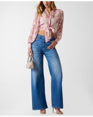 Guess Long-sleeve Zahara Tie-front Top - Blue
