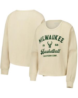 Sportiqe And Milwaukee Bucks High Country Collection Cullen Waffle Knit Long Sleeve T-shirt - Natural