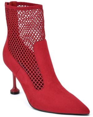 Nine West Goane Fishnet Pointed Toe Dress Booties - Red