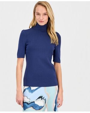 Anne Klein Half-sleeve Turtleneck Sweater - Blue