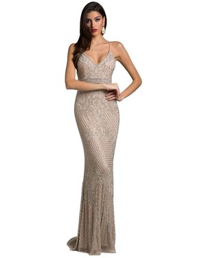 Lara Body Con V-neck Beaded Dress - Multicolor