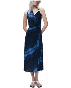 Nocturne Printed Sleeveless Maxi Dress - Blue