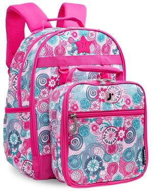 J World Boys Duet 16" Backpack With Detachable Lunch Box - Pink