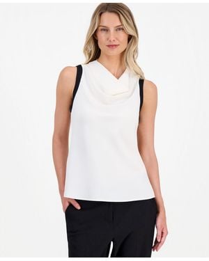 Anne Klein Petite Cowl Neck Sleeveless Blouse - White