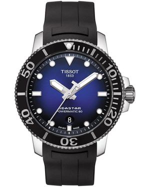 Tissot Swiss Automatic Seastar 1000 Powermatic 80 Black Rubber Strap Diver Watch 43mm