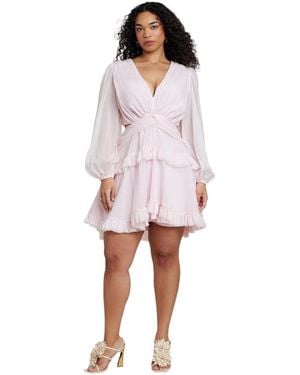Eloquii Plus Size X Patbo Puff-sleeve Ruffle Mini Dress - White