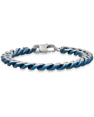 Steeltime Stainless Steel Ion Plating Cuban Link Chain Bracelet - Blue
