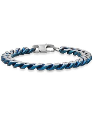 Steeltime Stainless Steel Ion Plating Cuban Link Chain Bracelet - Blue