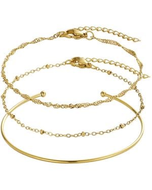 Adornia Tarnish Resistant Set Of 1 Cuff And 2 Chain Bracelets - Metallic