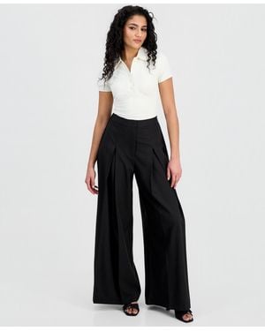 BarIII Pleated Wide-leg Pants - White