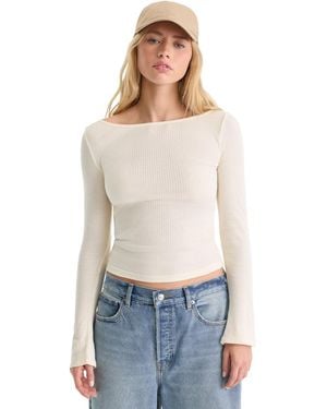 GOOD AMERICAN Boat-neck Long-sleeve Top - White