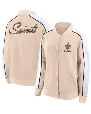 Fanatics New Orleans Saints Lounge Full-snap Varsity Jacket - Natural