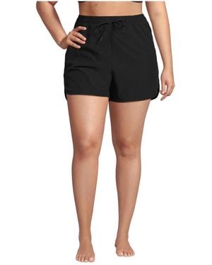 Lands' End Plus Size 3" Packable Cover-up Swim Shorts - Black