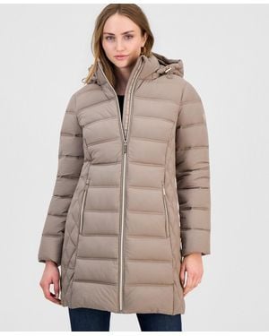 Michael Kors Hooded Packable Puffer Coat - Brown