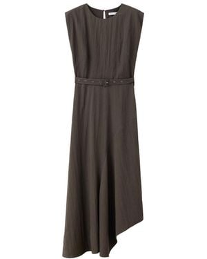 Mango Belted Asymmetrical Dress - Brown